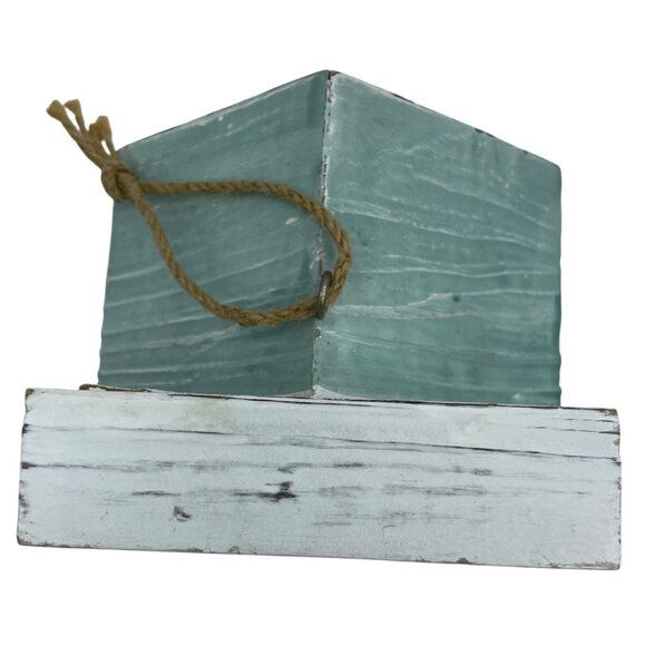 Wooden Coastal-Themed Birdhouse With Nautical Rope Seashell & Fish Decor Rustic - Picture 6 of 10